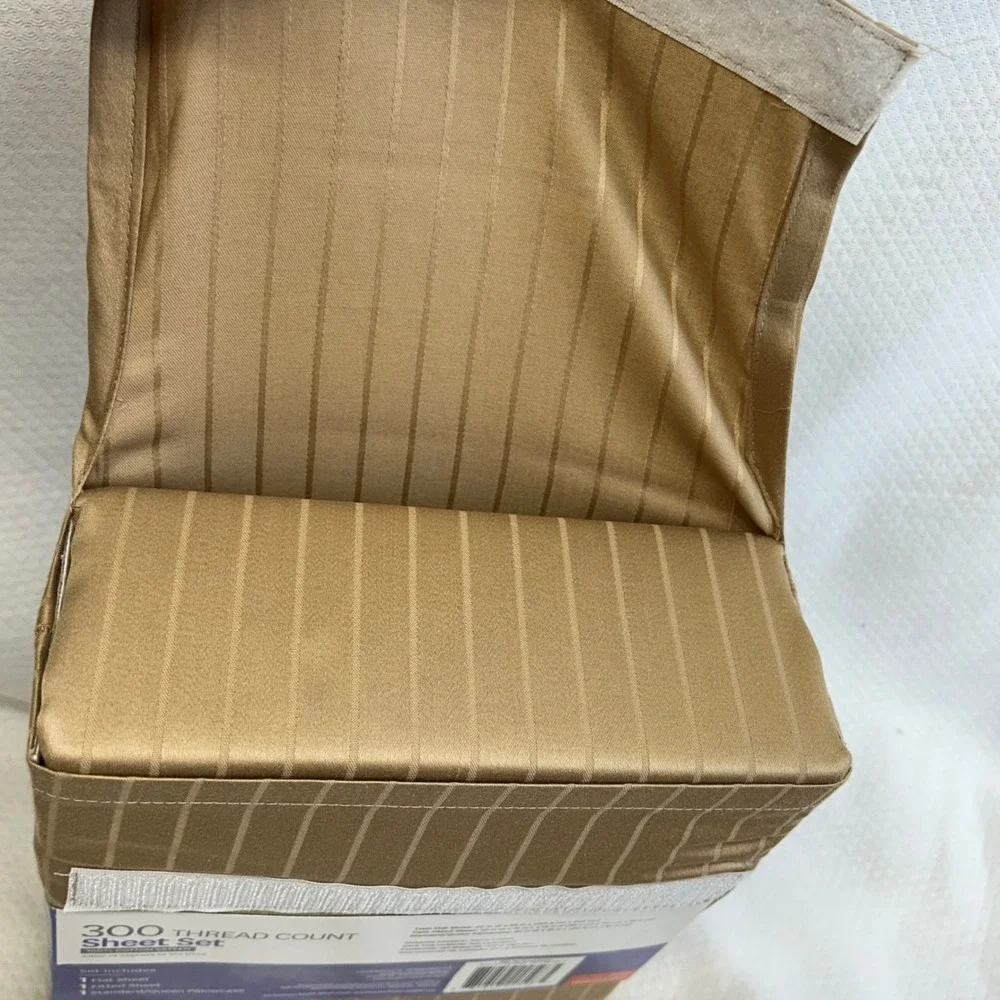 Better Homes & Gardens Twin 300 TC Cotton Sateen Sheet Set Clay Beige Striped